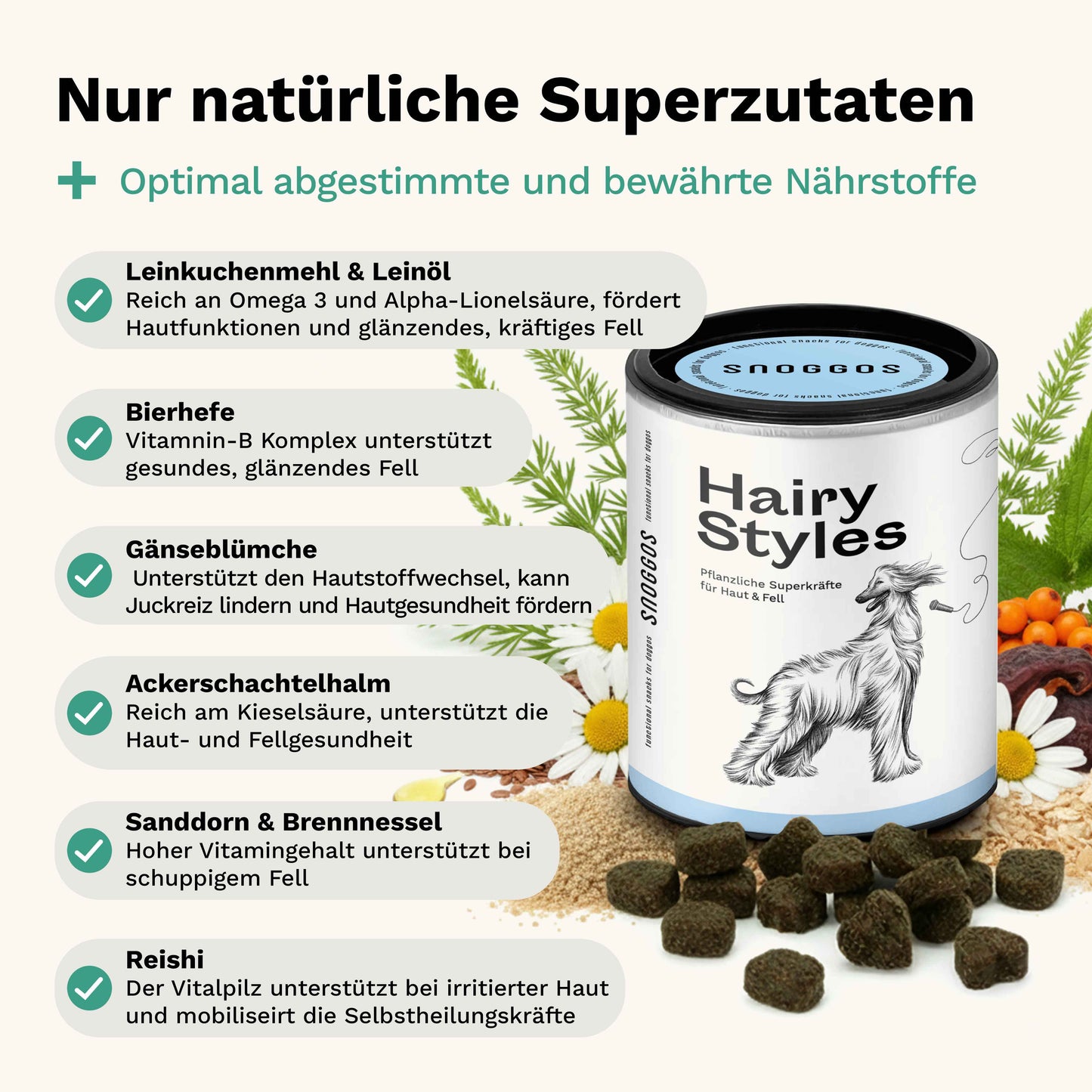 Snacks für Haut und Fell